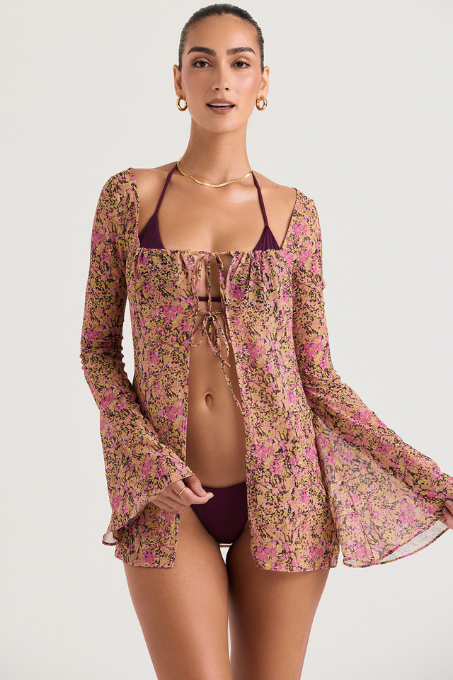 'Provence' Olive Floral Cover Up
